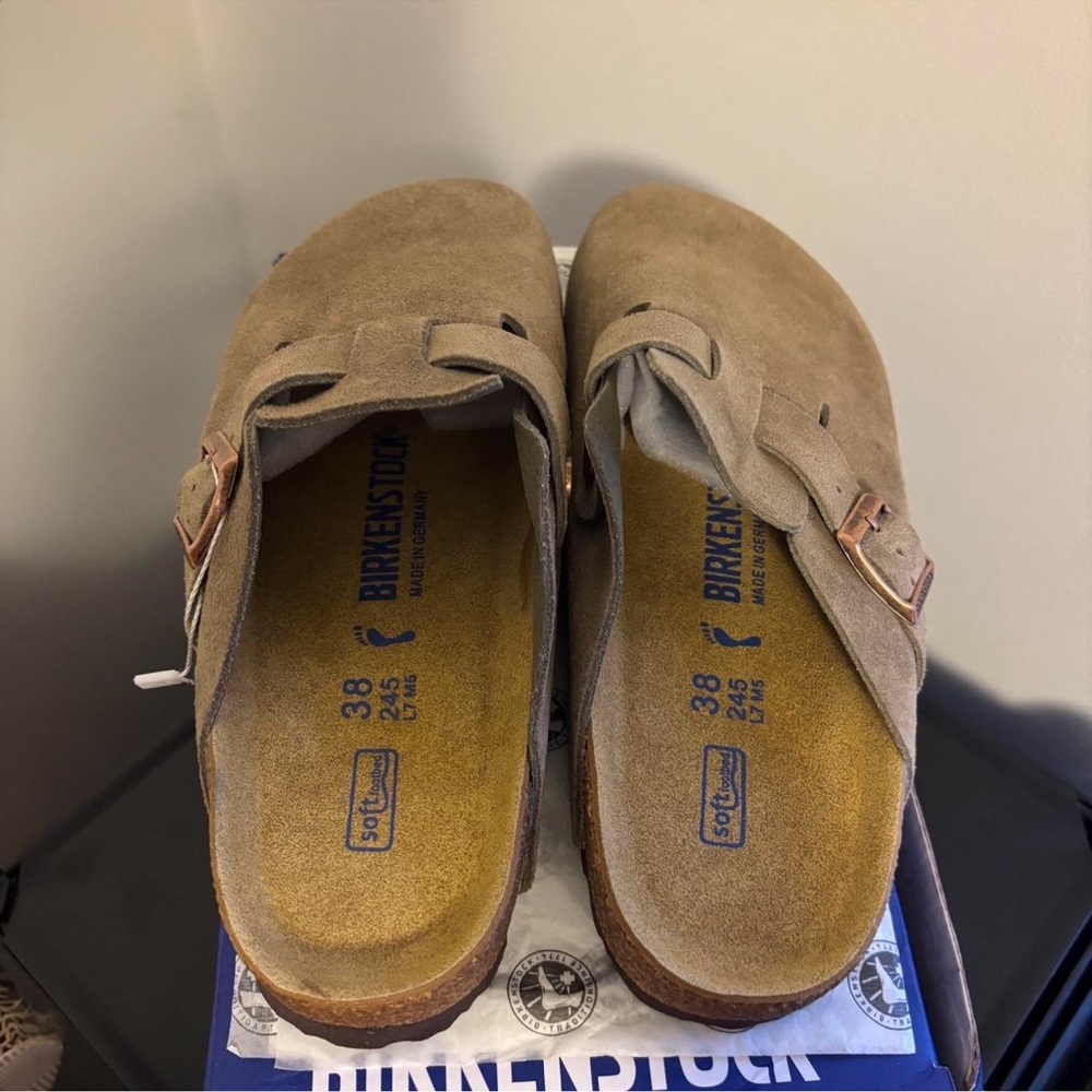 Birkenstock women’s Taupe Suede Loafers - Picture 2 of 8